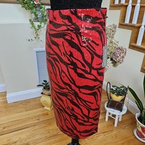 Red & Black Sequin Skirt